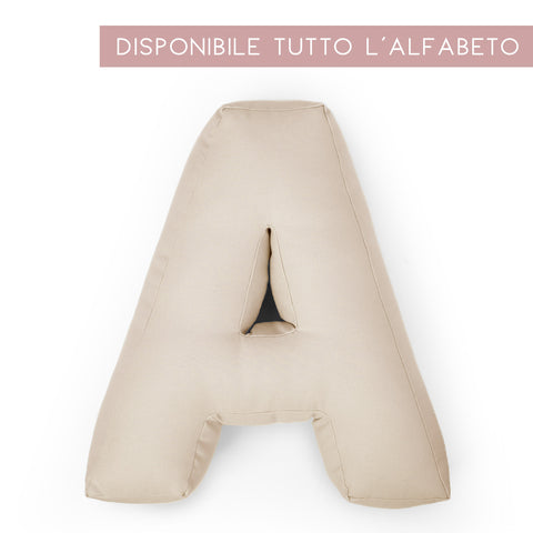 Cuscino Iniziale Lettera Personalizzata in Cotone Beige Sabbia