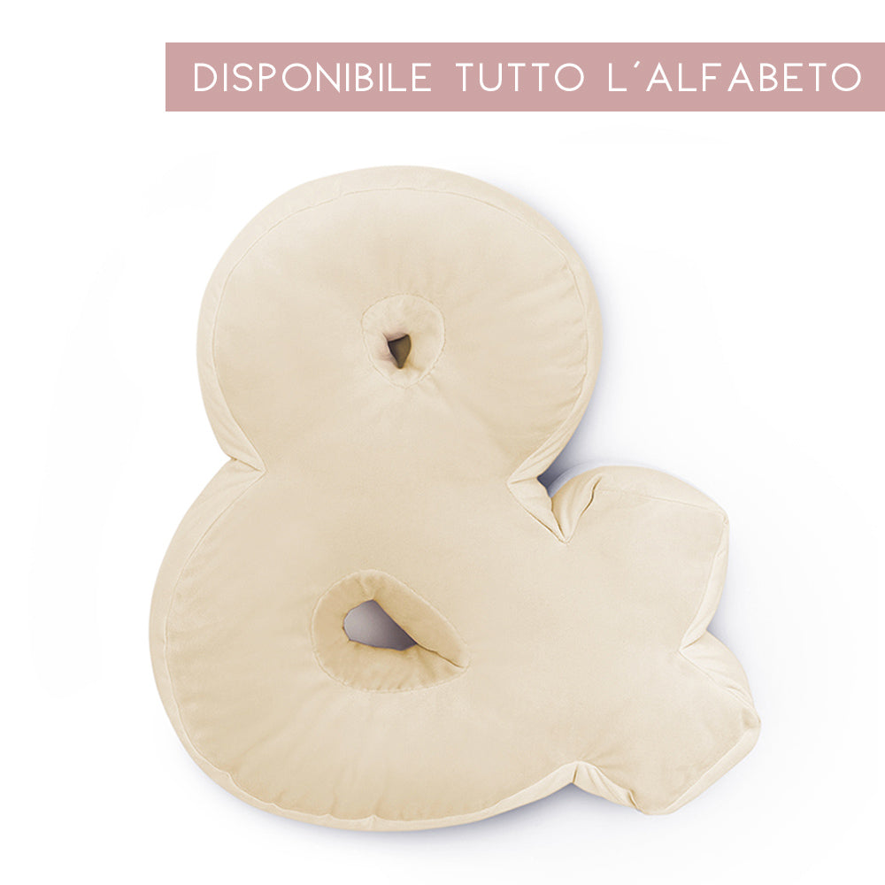 Cuscino Personalizzato Lettera Alfabeto Iniziale Velluto Panna