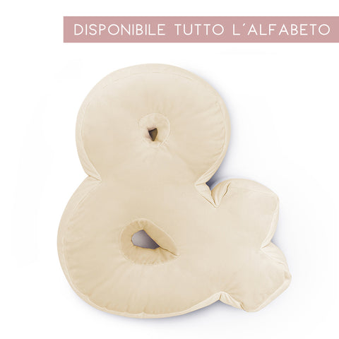 Cuscino Personalizzato Lettera Alfabeto Iniziale Velluto Panna