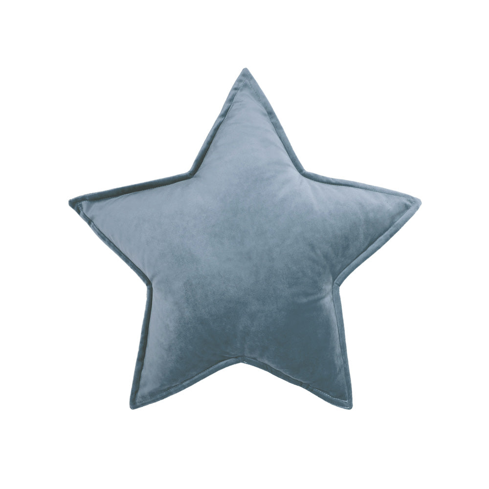 Cuscino a forma di stella in velluto azzurro polvere