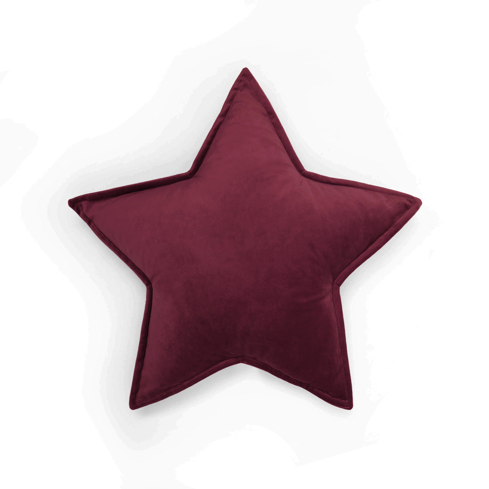 Cuscino a forma di stella in velluto bordeaux