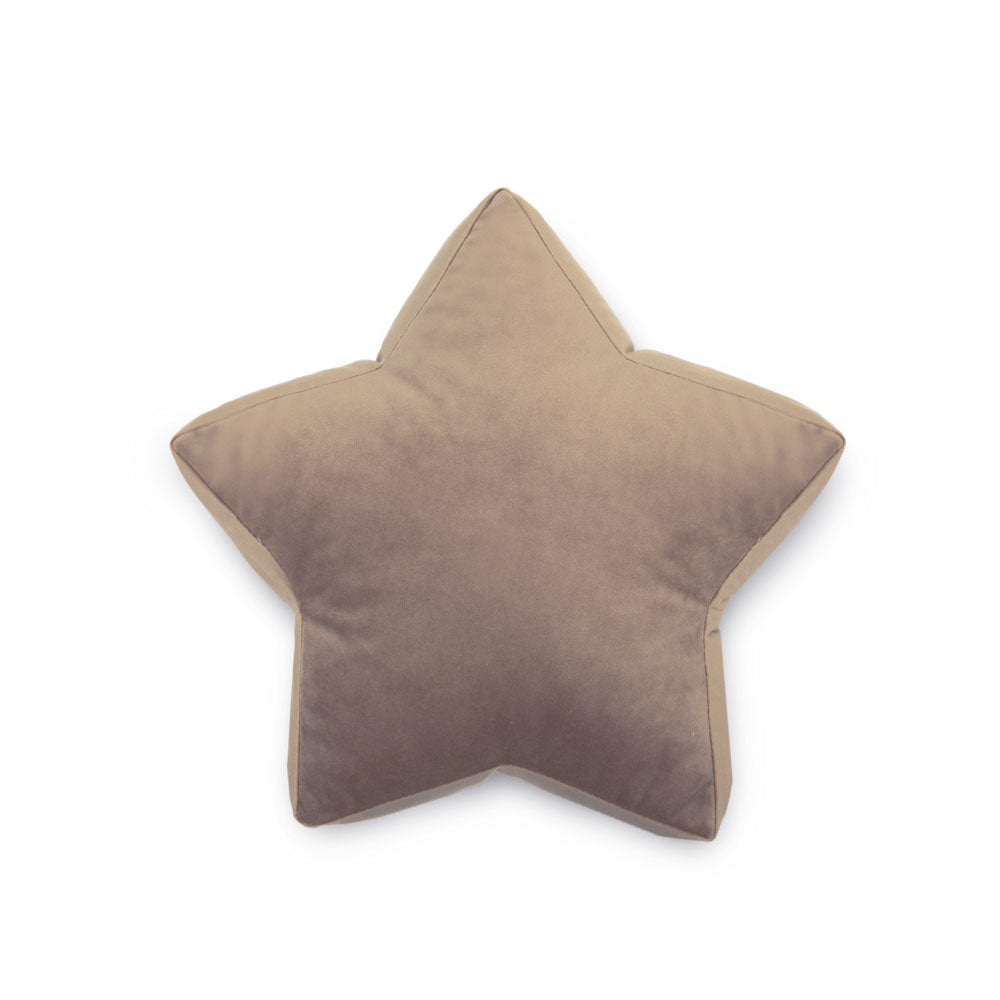 Cuscino a forma di stella in velluto tortora