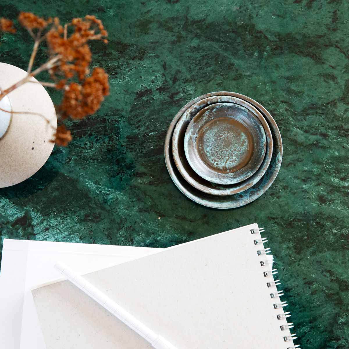 House Doctor Set di tre piattini in ottone