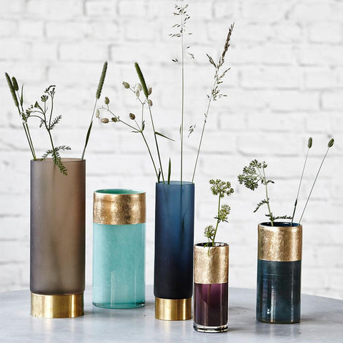 Vaso Base beige con foglia d'oro