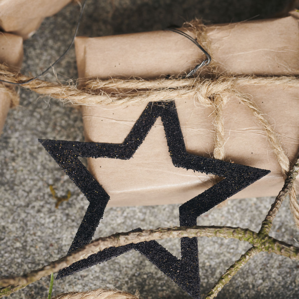 House Doctor decorazioni albero Natale stelle glitter nero