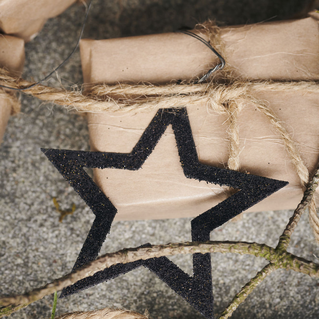 House Doctor decorazioni albero Natale stelle glitter nero