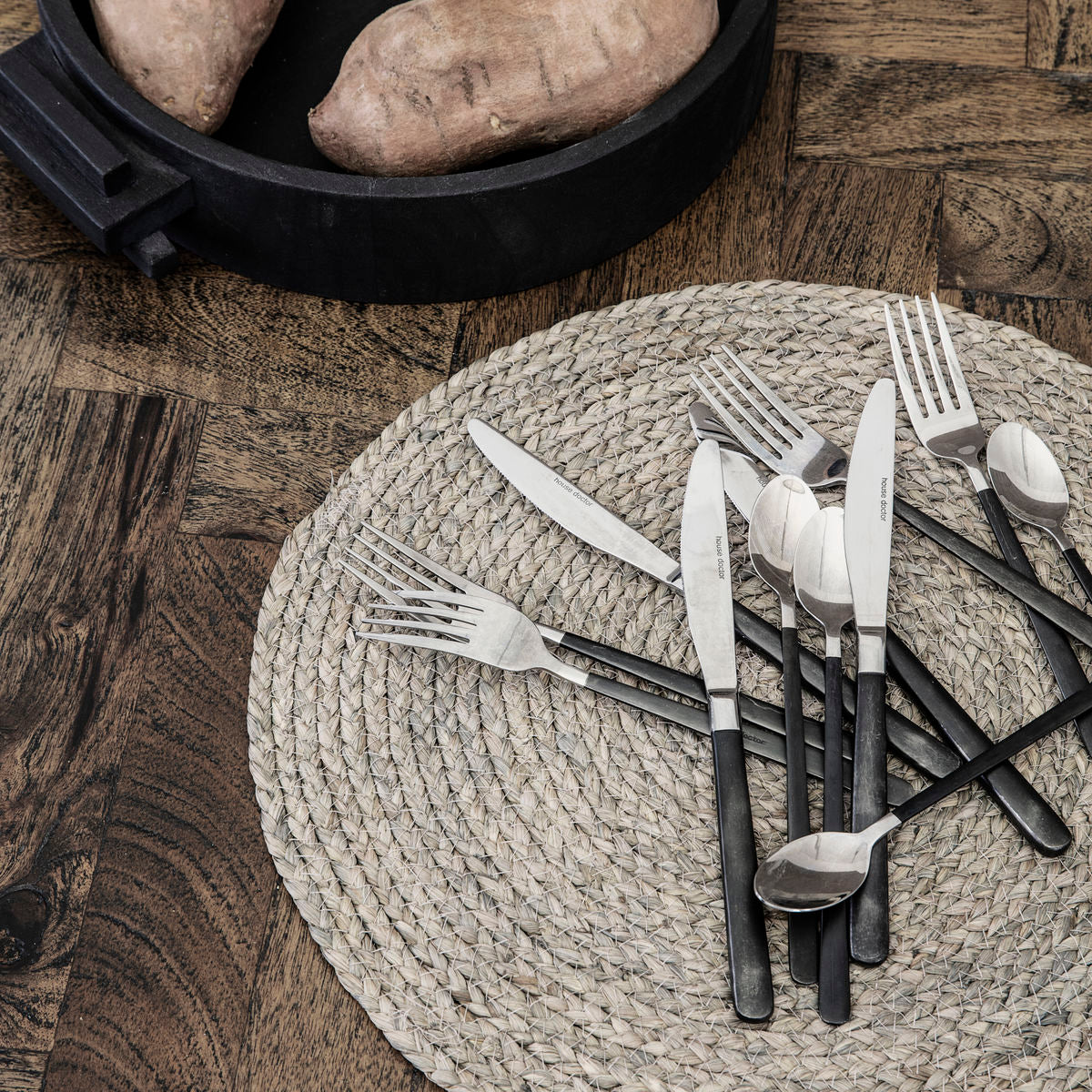 House Doctor tovaglietta paglia grigia