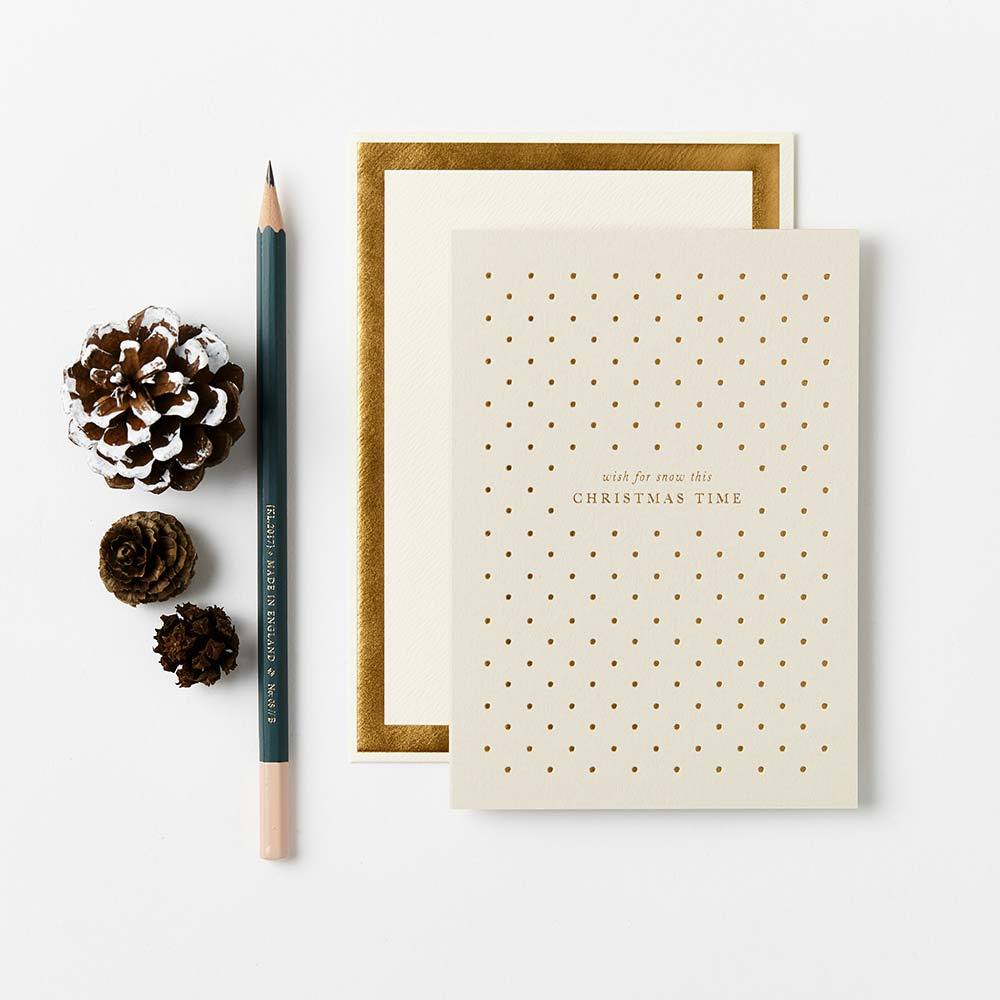 Katie Leamon Biglietto d'auguri Wish for Snow con pois dorati