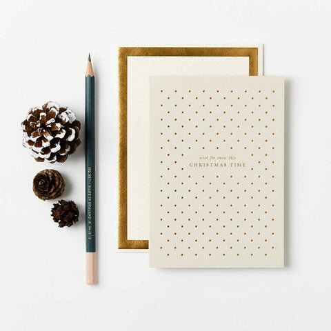 Katie Leamon Biglietto d'auguri Wish for Snow con pois dorati