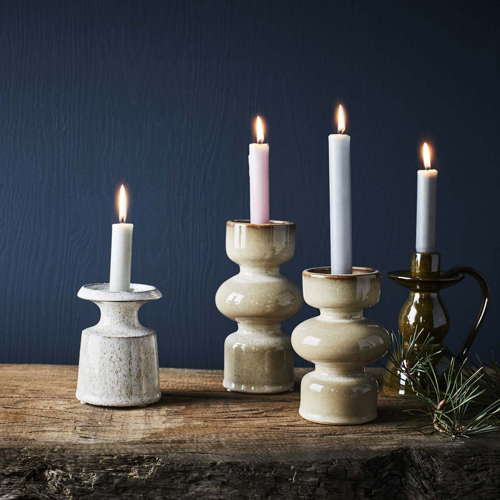 Madam Stoltz Portacandela in ceramica sabbia basso