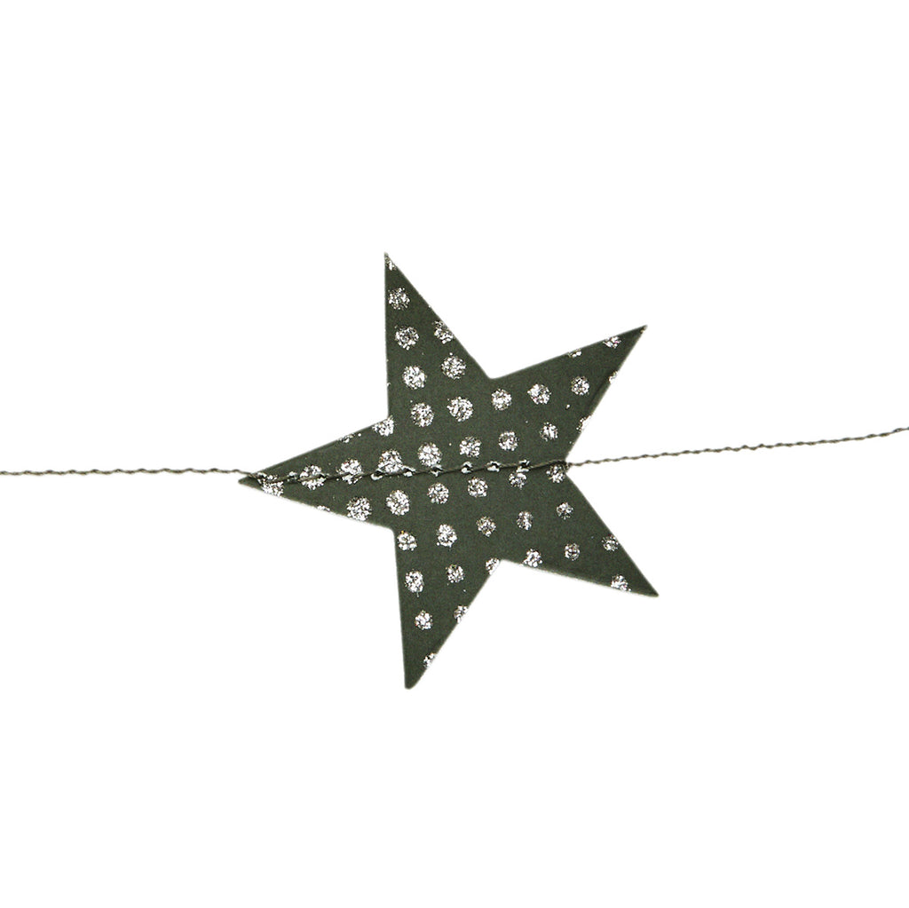 Madam Stoltz Festone di stelle verdi con pois argento
