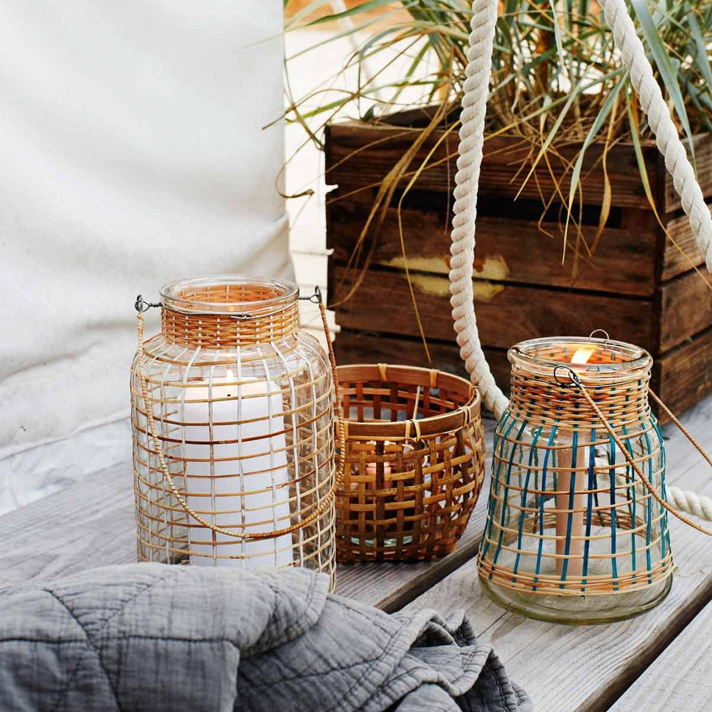 Lanterna Madam Stoltz in vetro e bamboo