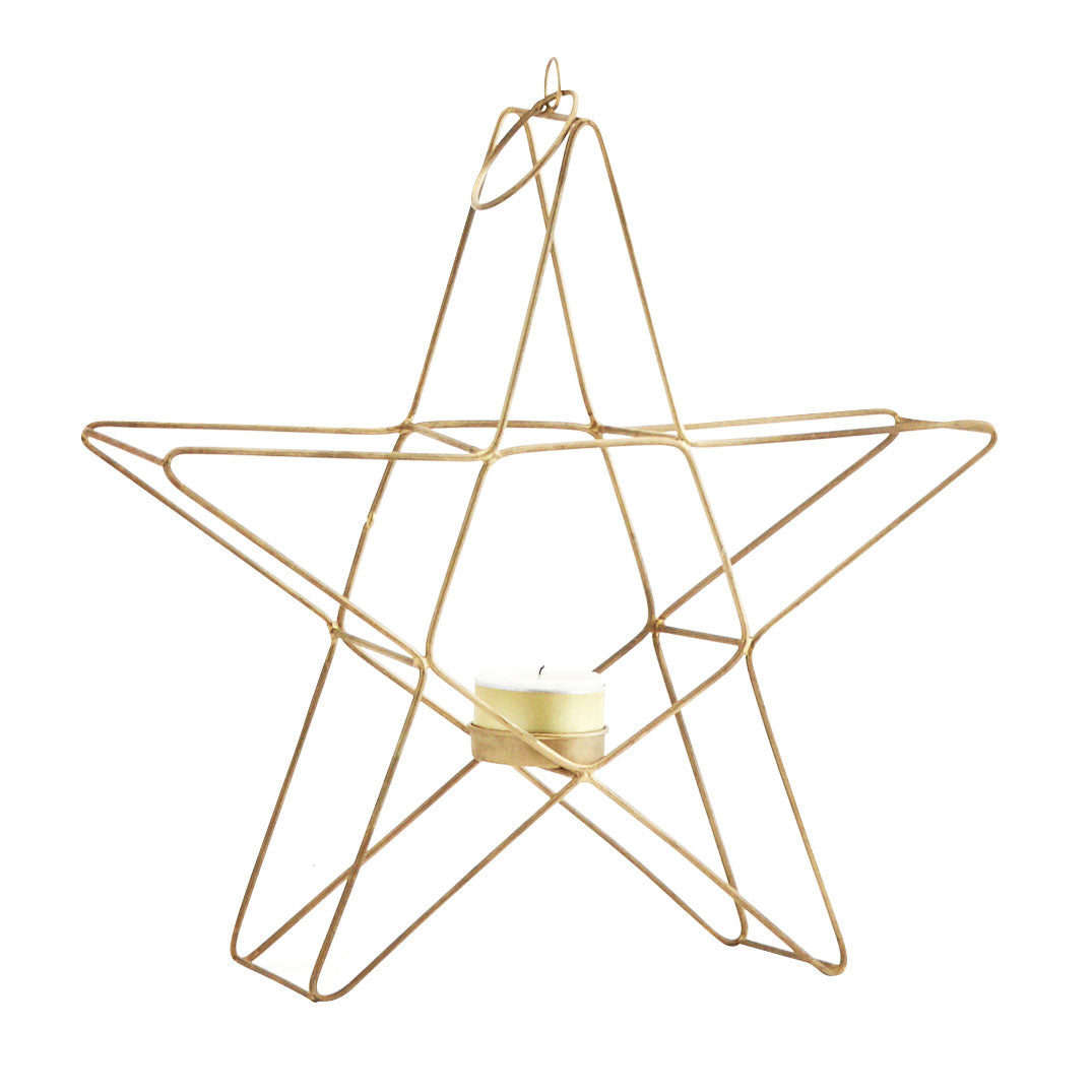 Madam Stoltz portacandela a stella in metallo dorato