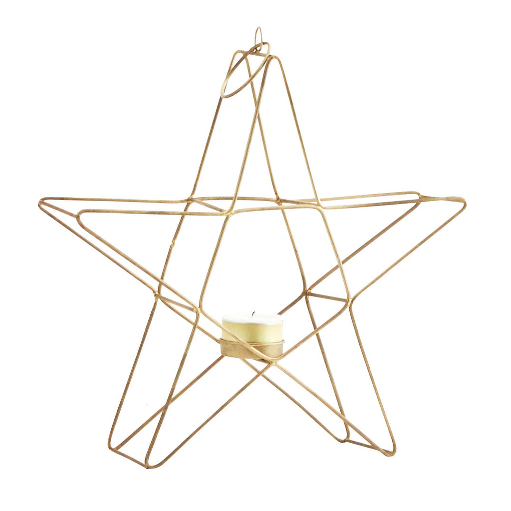 Madam Stoltz portacandela a stella in metallo dorato