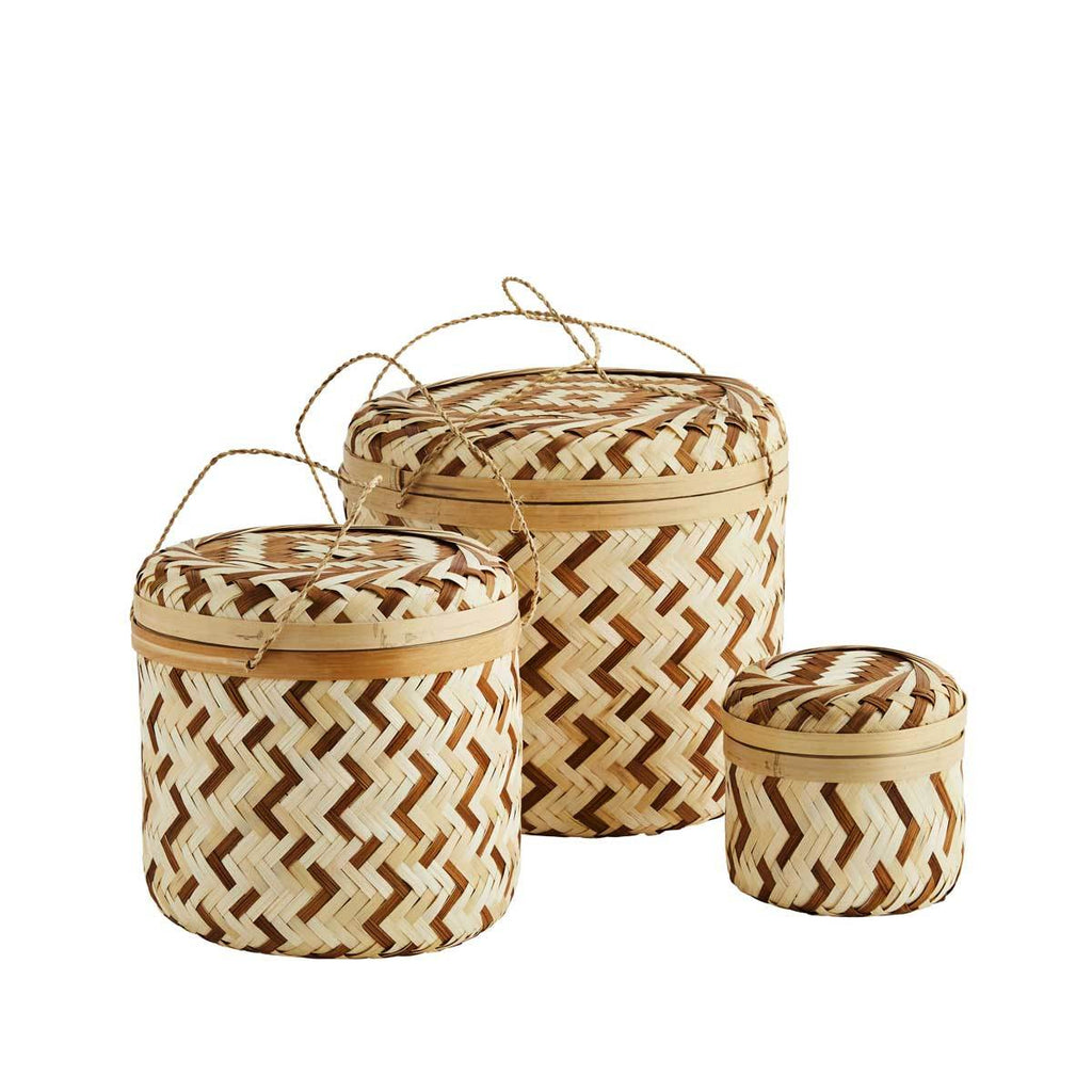 Madam Stoltz Cesto In Bamboo con Coperchio