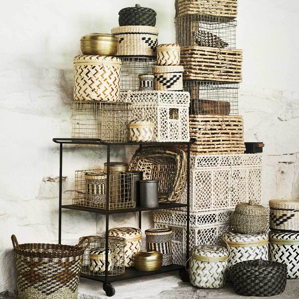 Madam Stoltz Cesto In Bamboo con Coperchio