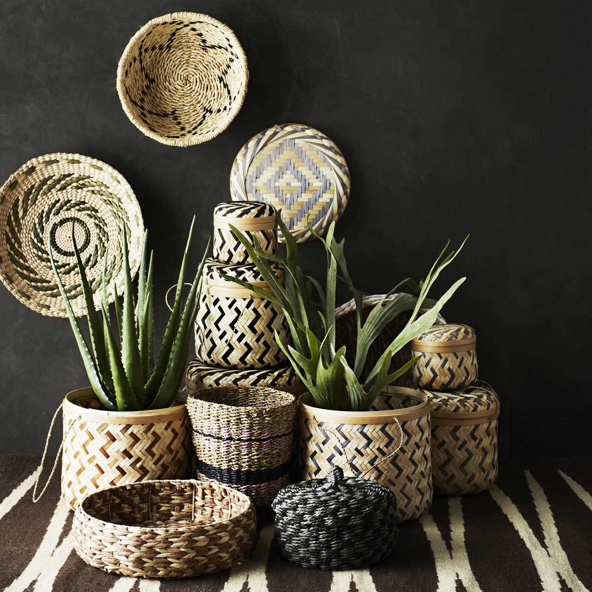 Madam Stoltz Cesto In Bamboo con Coperchio