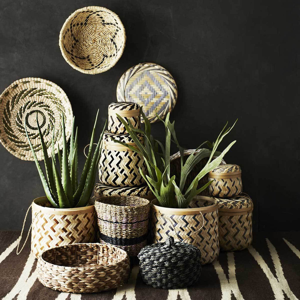 Madam Stoltz Cesto In Bamboo con Coperchio