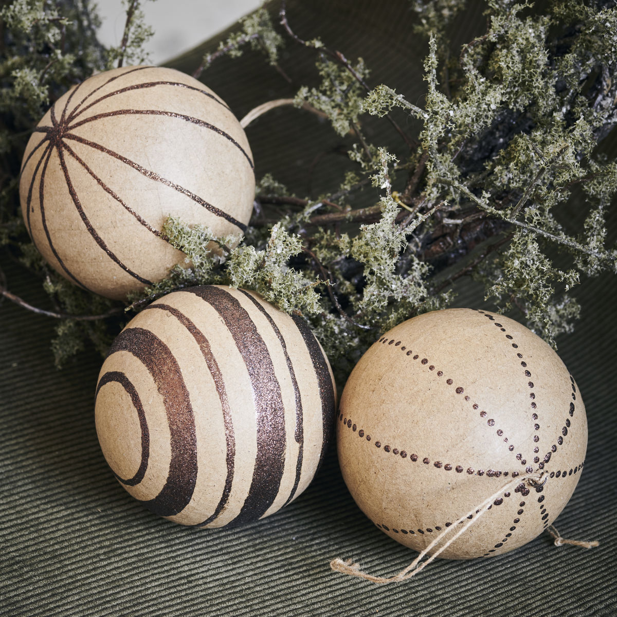 House Doctor Palline Natale Kraft Glitter Bronzo