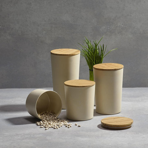 Barattolo Basso in Bamboo Bianco