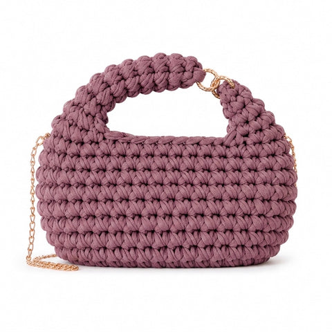 Borsa Crochet Hobo Bag all’Uncinetto Rosa in Cotone