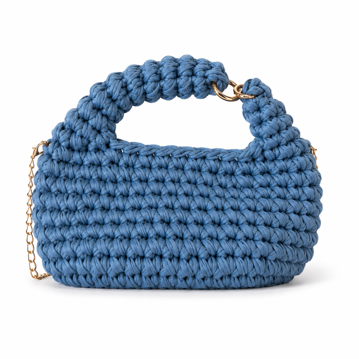 Hobo bag all'uncinetto blu