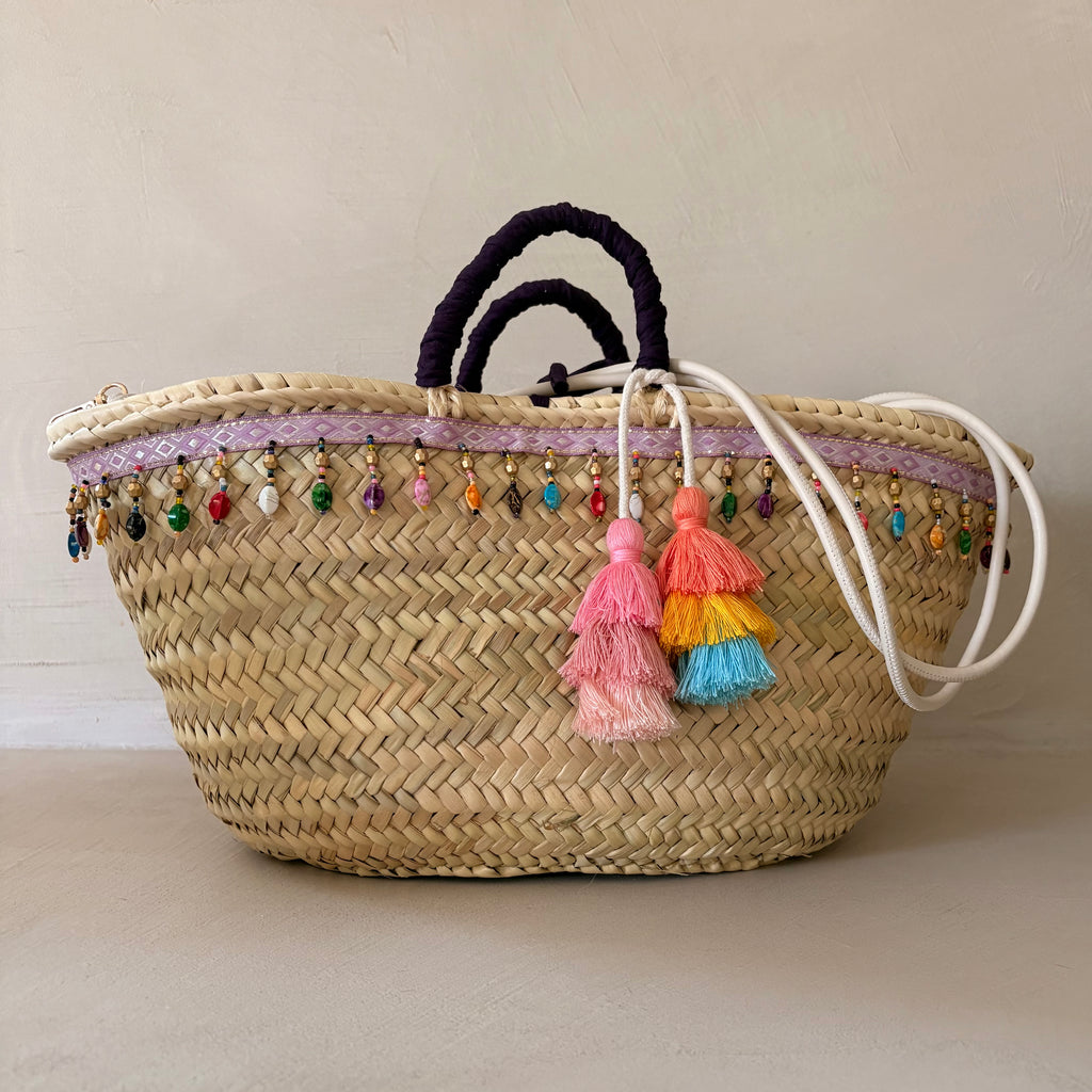 Borsa in paglia Zagara con perline