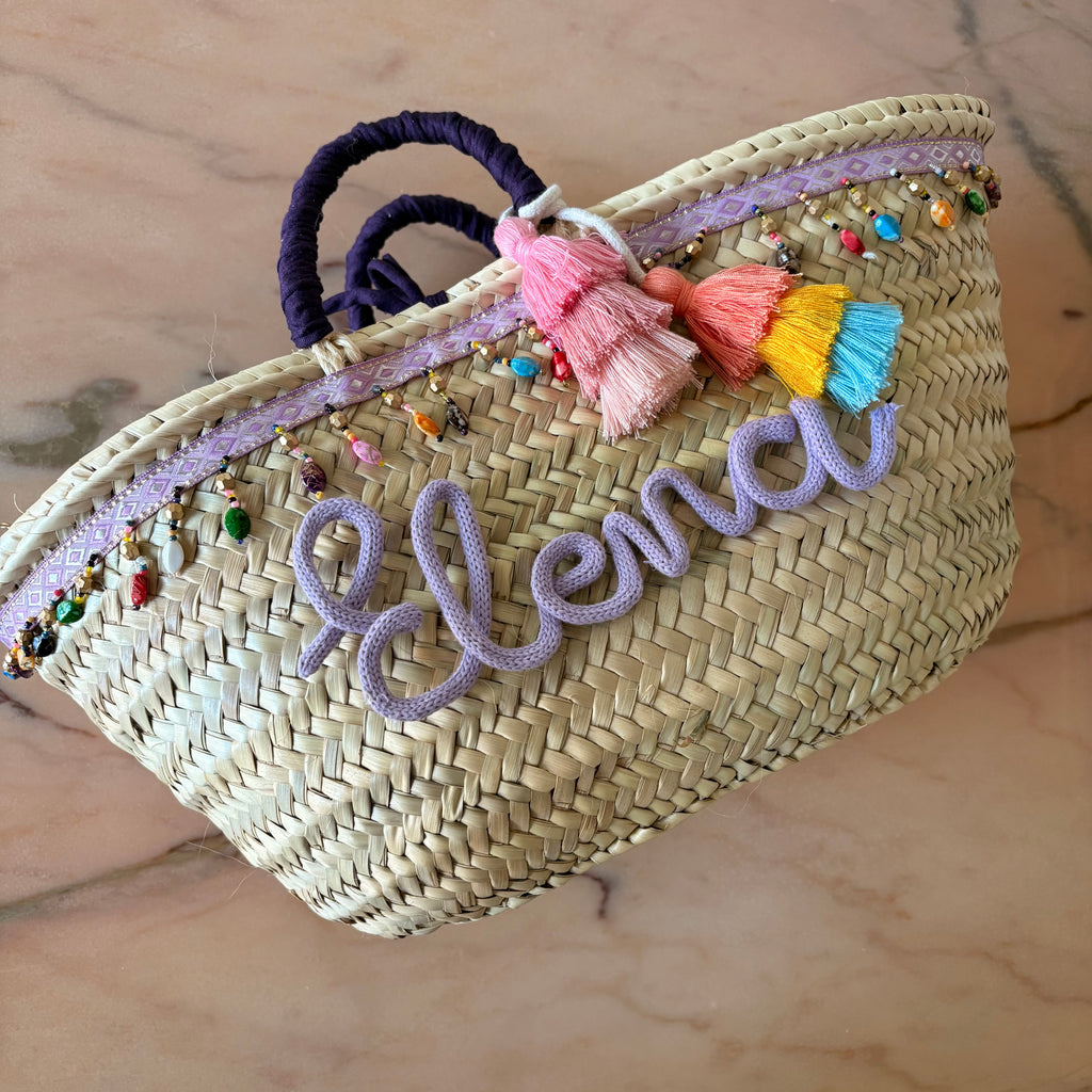 Borsa in paglia Zagara con perline