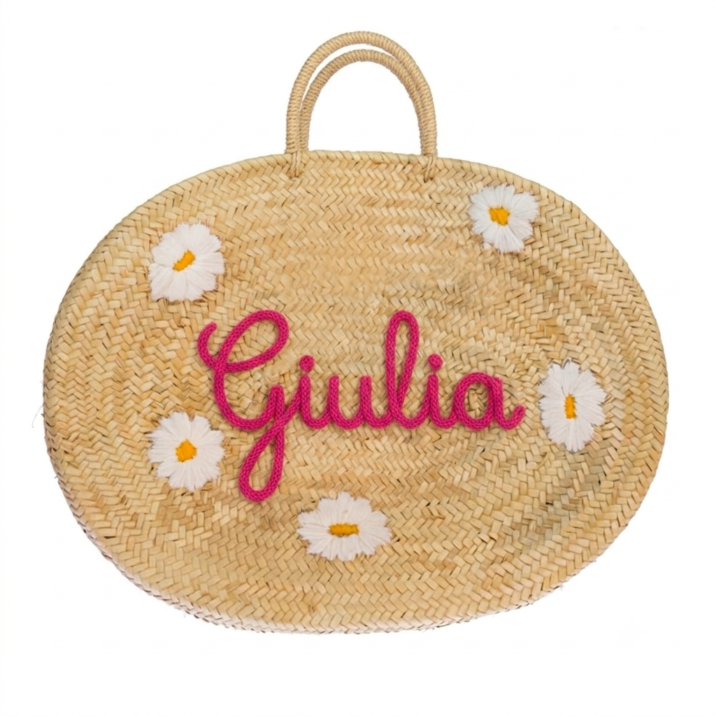 Borsa in paglia con margherite Dolce Vita
