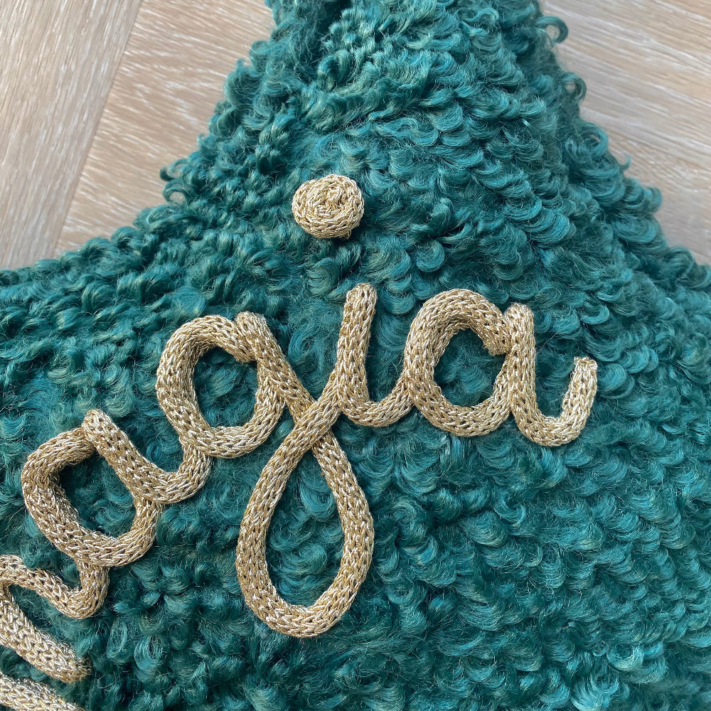 Cuscino Stella Bouclé con Scritta Personalizzata