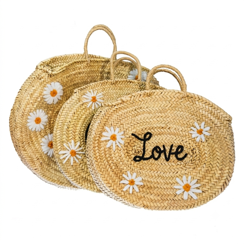 Borsa in paglia con margherite Dolce Vita