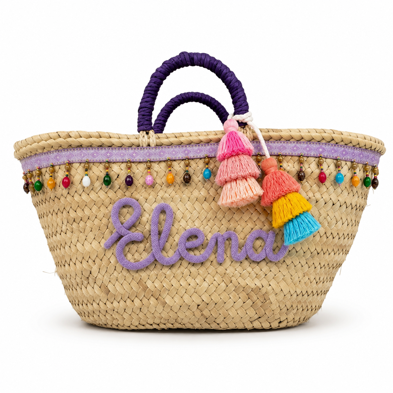 Borsa in paglia Zagara con perline