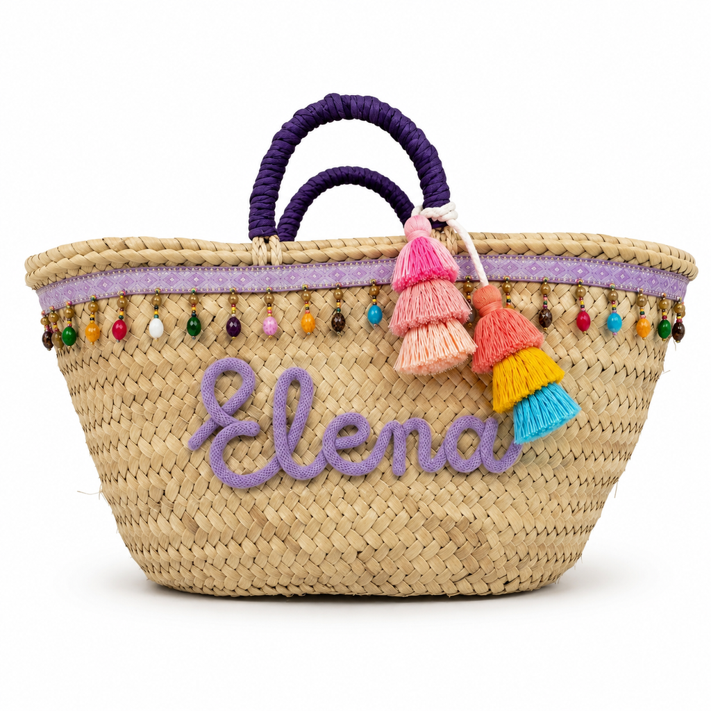 Borsa in paglia Zagara con perline