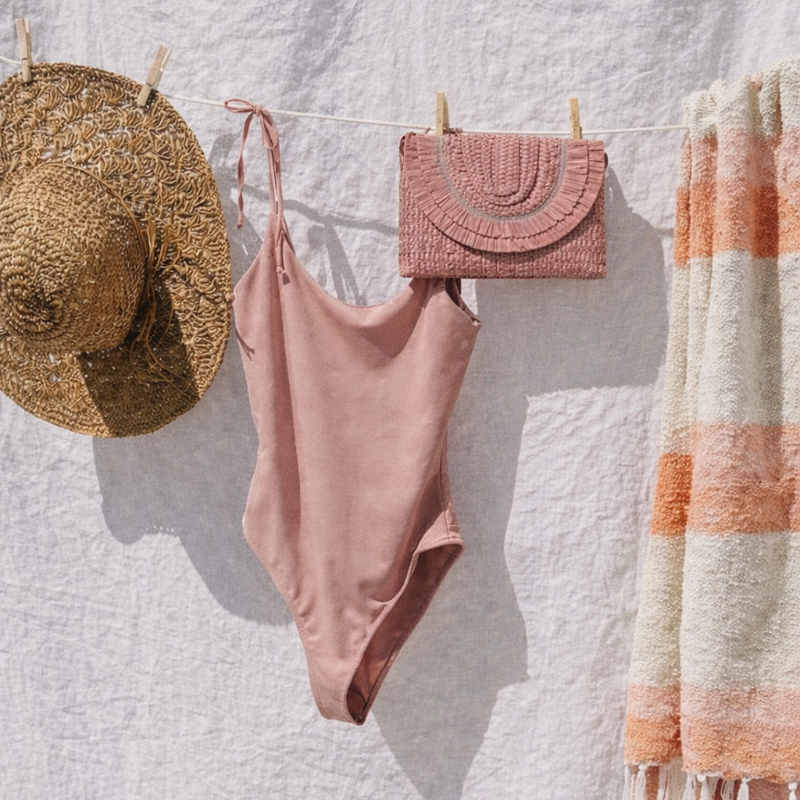 Pochette in paglia rosa antico con iniziale o nome personalizzato