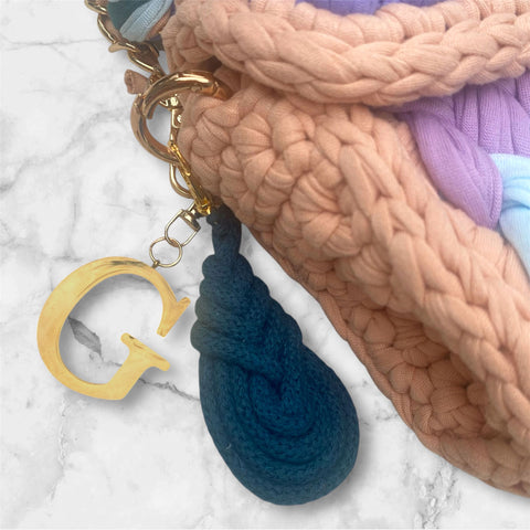 Borsa Odette righe macaron con iniziale