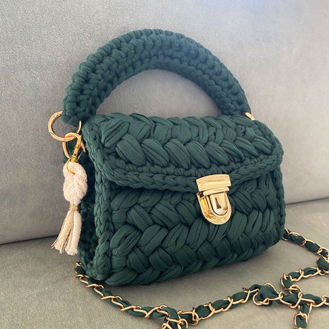Borsa all'uncinetto verde bosco