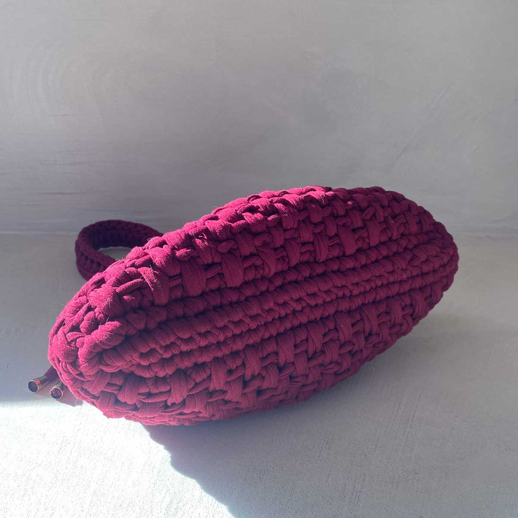 Borsa Secchiello All'Uncinetto in Lycra Fatta a Mano Bordeaux