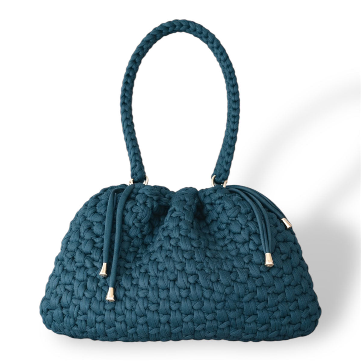 Borsa Secchiello All'Uncinetto in Lycra Fatta a Mano Verde Smeraldo