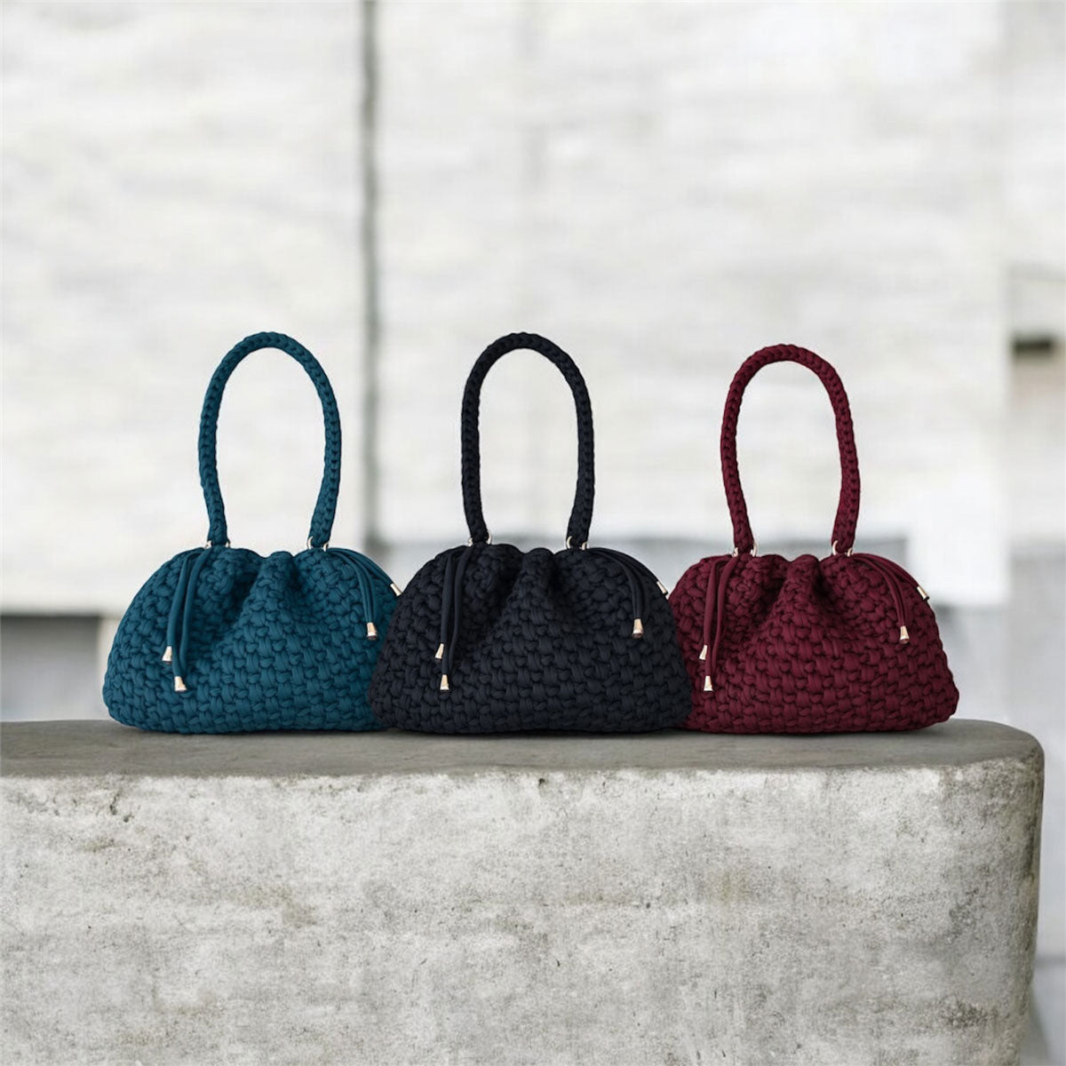 Borsa Secchiello All'Uncinetto in Lycra Fatta a Mano