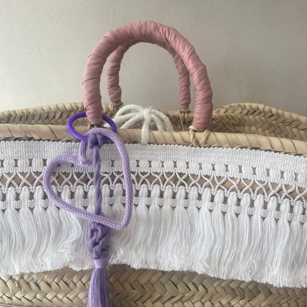 Coffa siciliana decorata con frange e nappe personalizzata Borsa  boho in paglia grande da mare