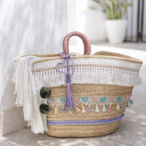 Borsa in paglia Zagara Frange Boho personalizzata