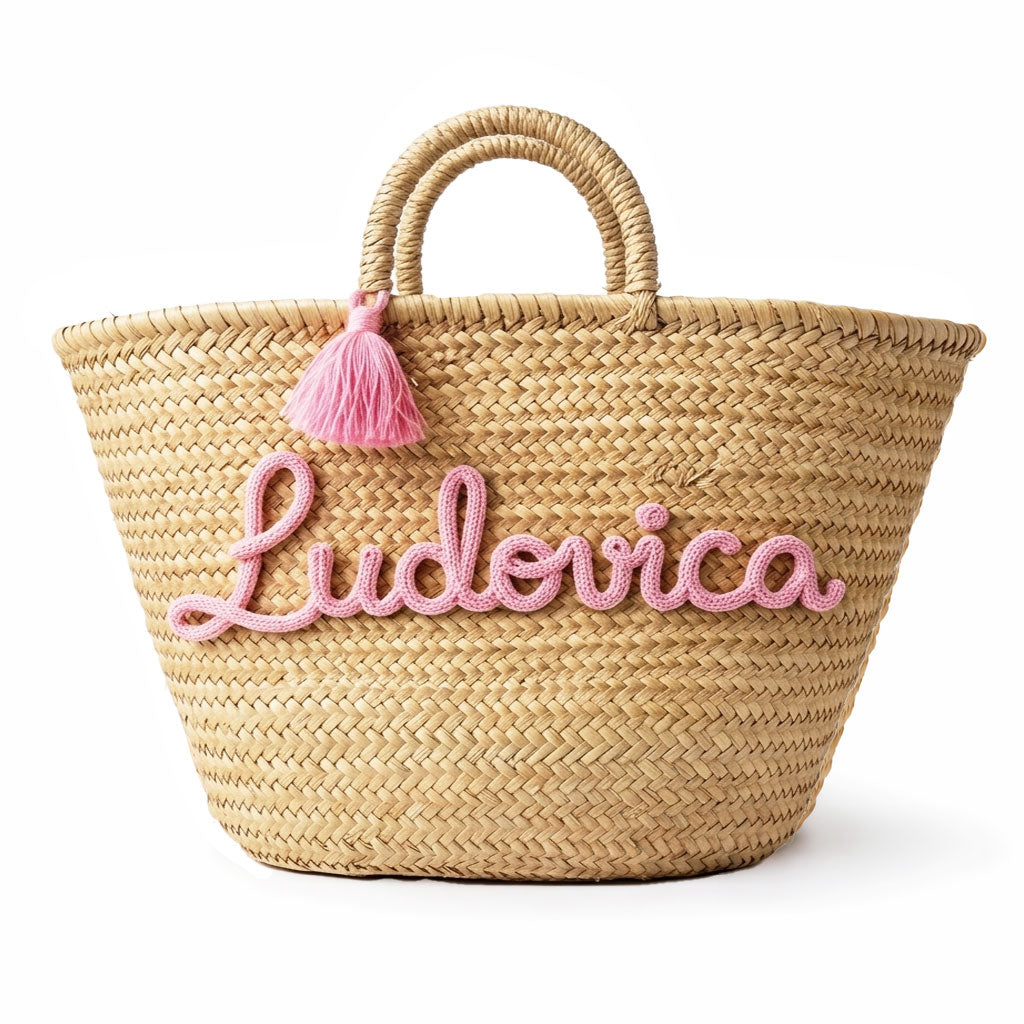 Borsa di paglia con scritta personalizzata