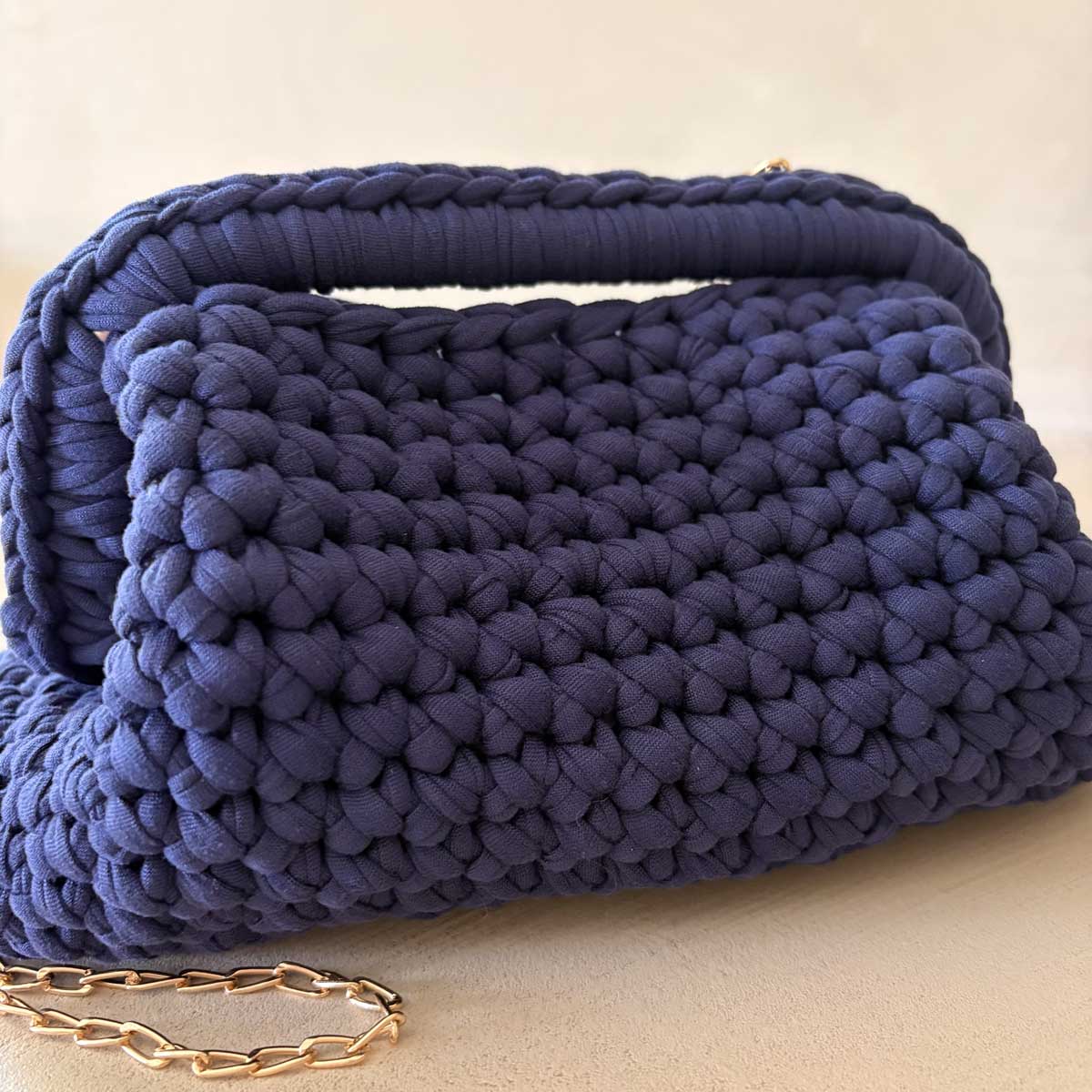 Borsa Crochet Clutch all'Uncinetto Lycra Blu