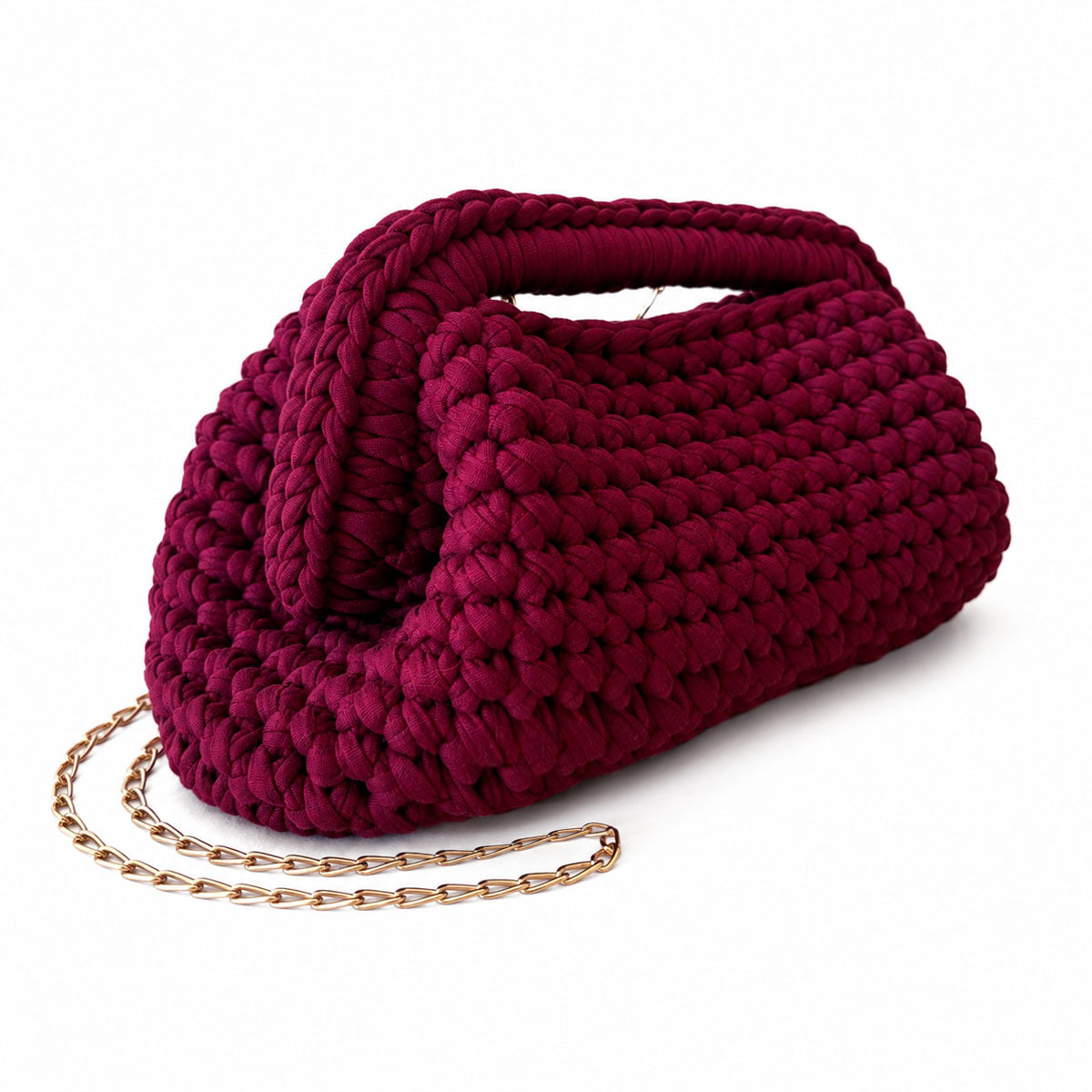 Borsa Crochet Clutch all'Uncinetto Lycra Bordeaux