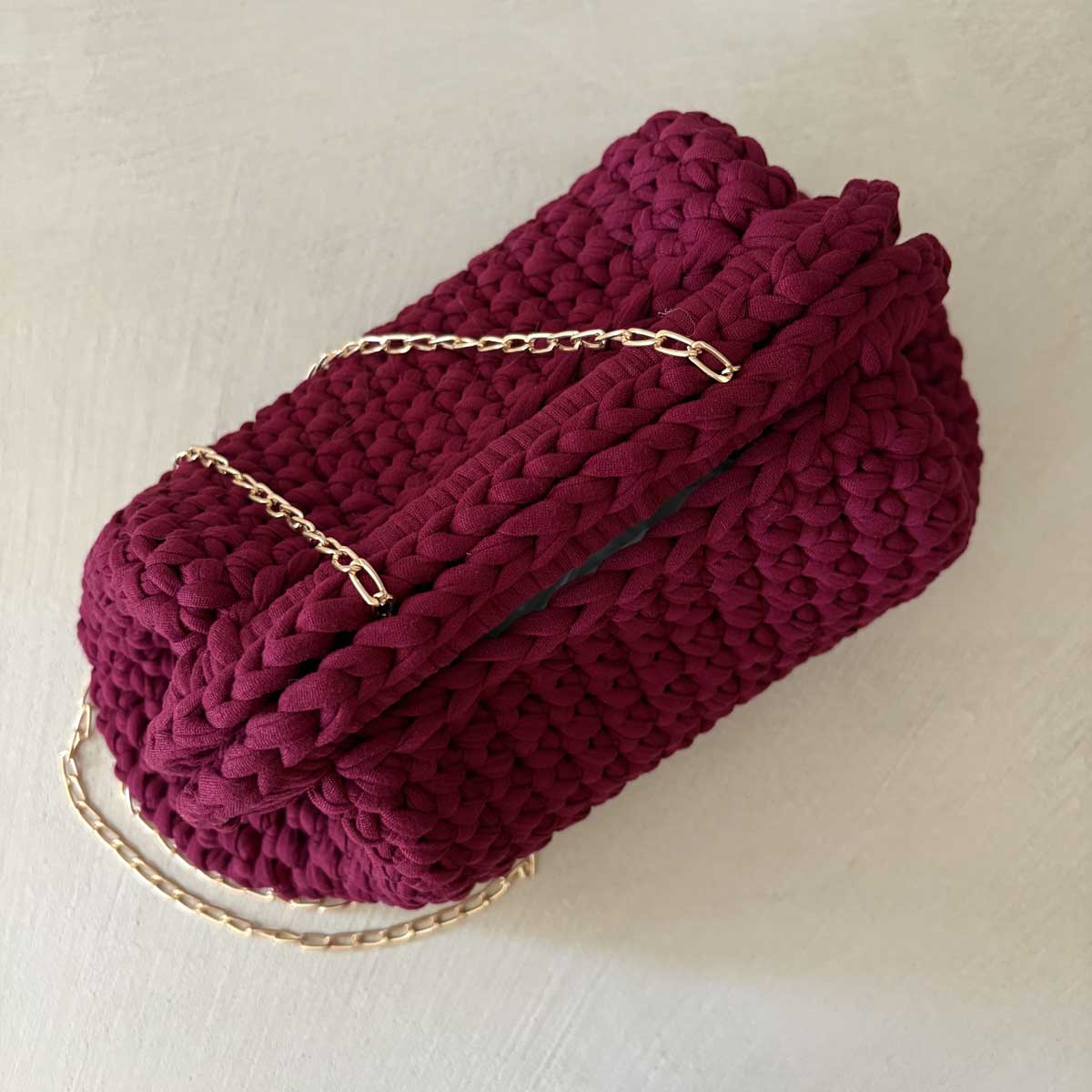 Borsa Crochet Clutch all'Uncinetto Lycra Bordeaux