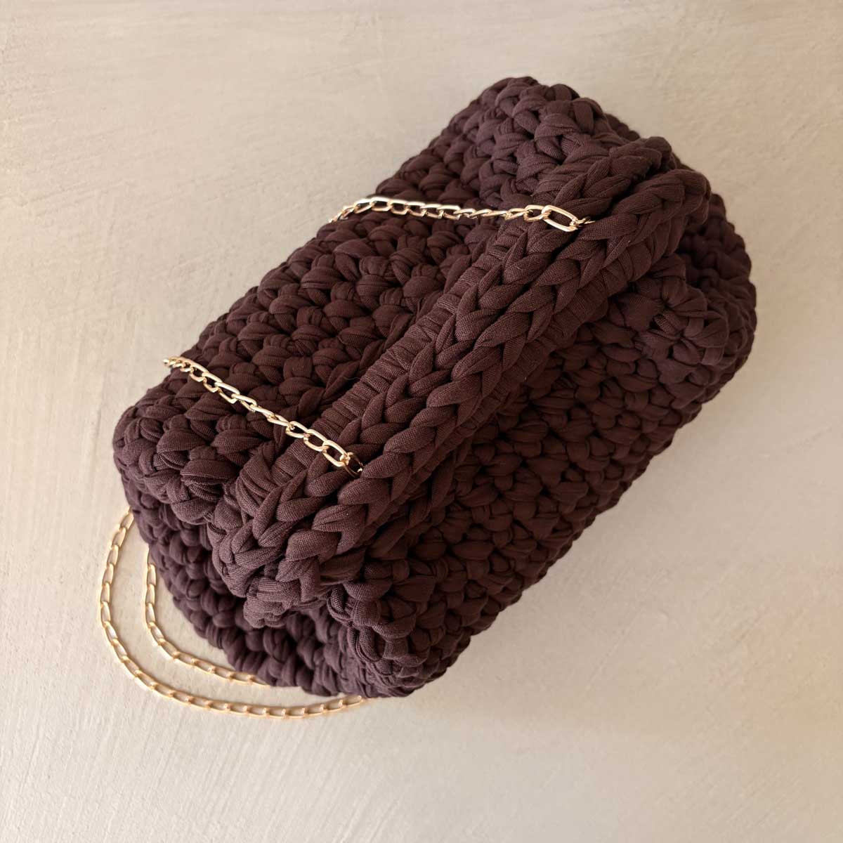 Borsa Crochet Clutch all'Uncinetto Lycra Marrone