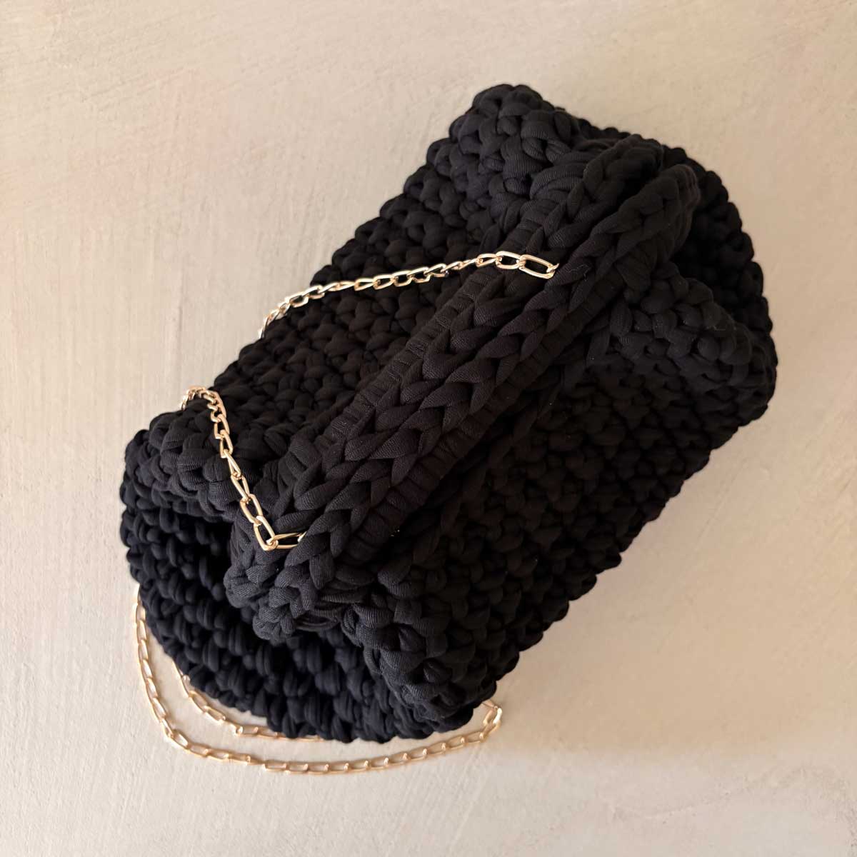 Borsa Crochet Clutch all'Uncinetto Lycra Nera