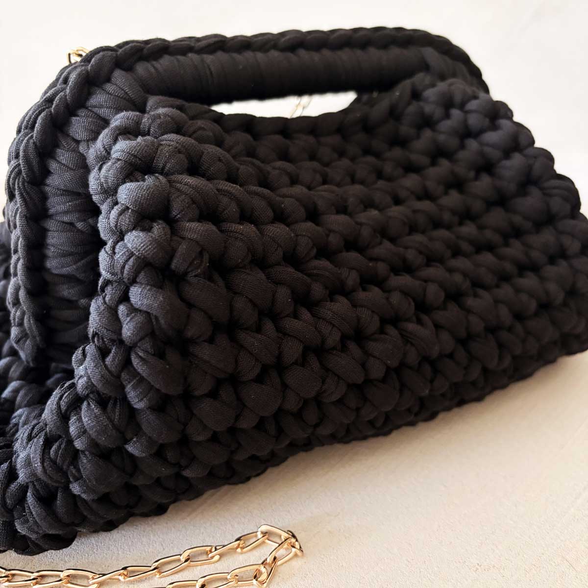 Borsa Crochet Clutch all'Uncinetto Lycra Nera