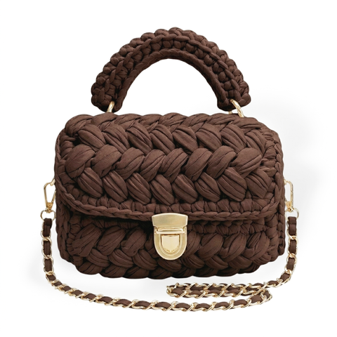 Borsa pochette uncinetto marrone
