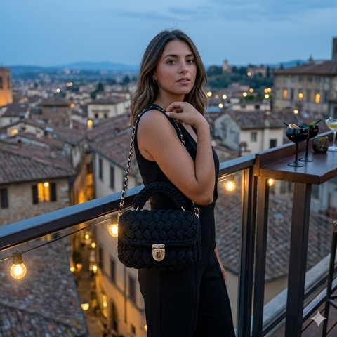 Borsa all'uncinetto nera